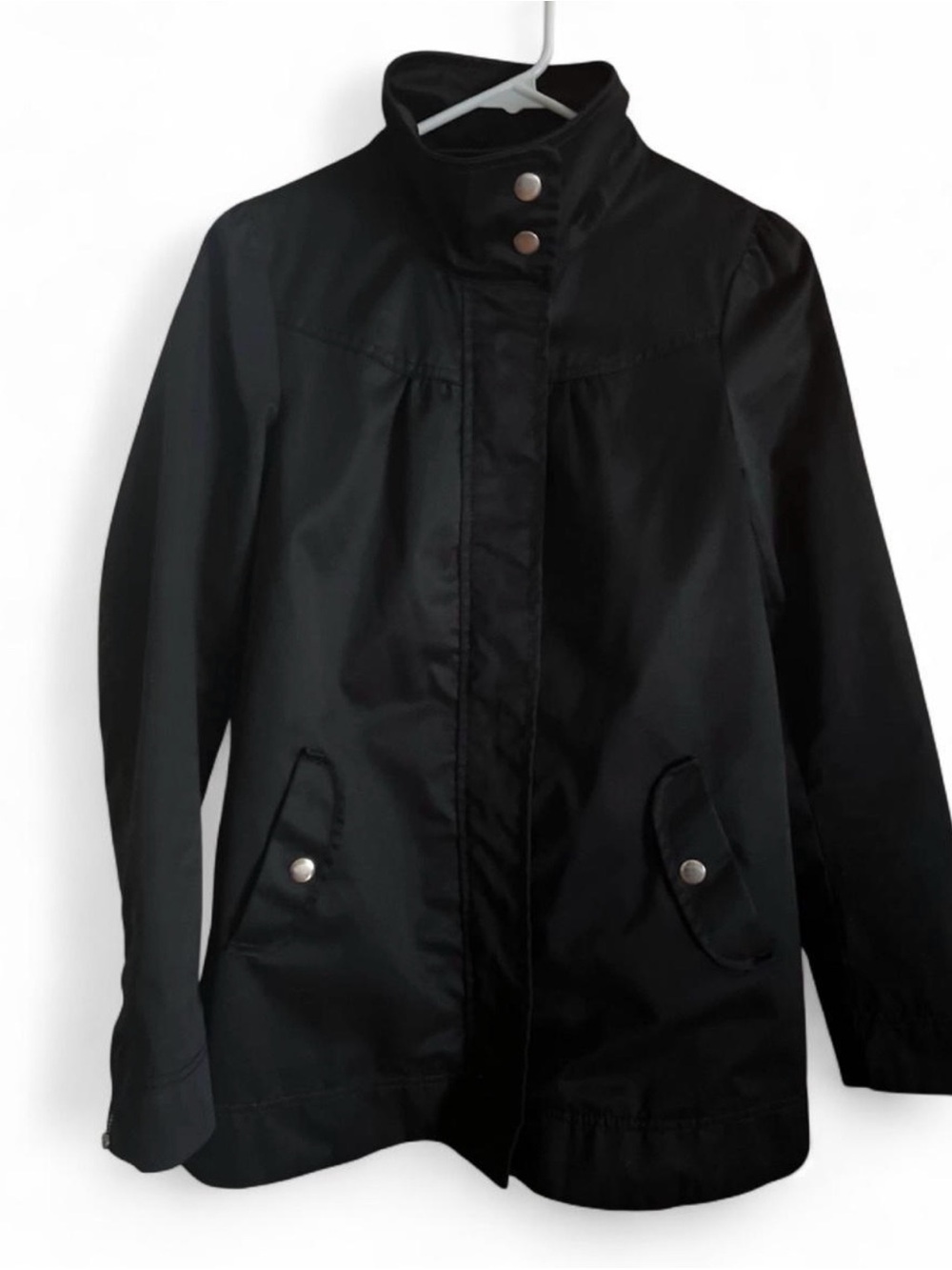 H&M Women's Black Utility Parka Jacket
Size 4 Lightweight Snap Zip Coat